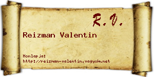 Reizman Valentin névjegykártya